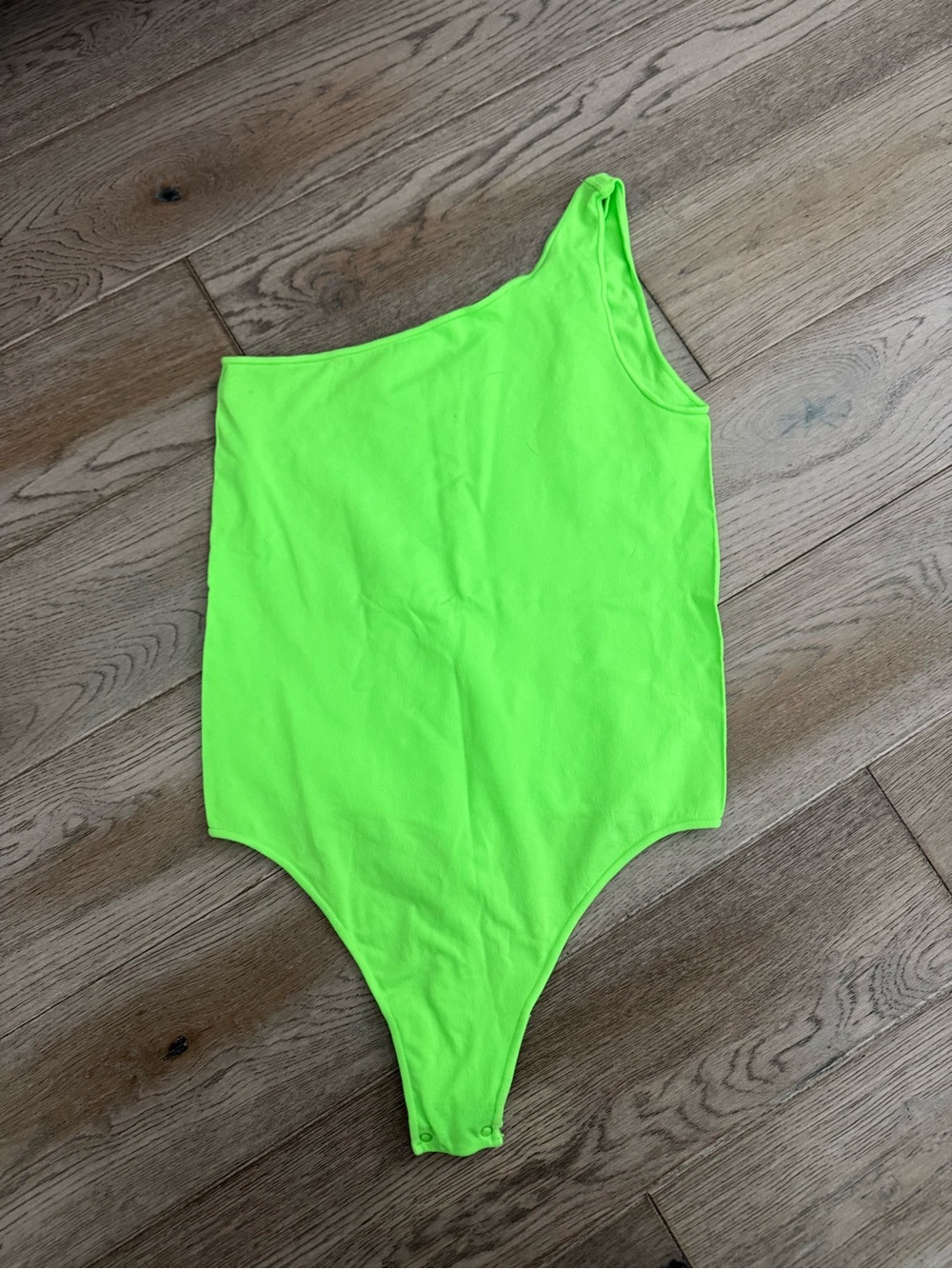 SKIMS Neon Green One-Shoulder Kids Bodysuit